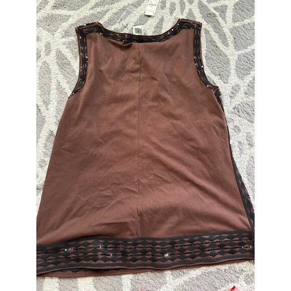 NWT Brown Beaded Sequin Embellished Talbots Tank Top - Picture 4 of 4